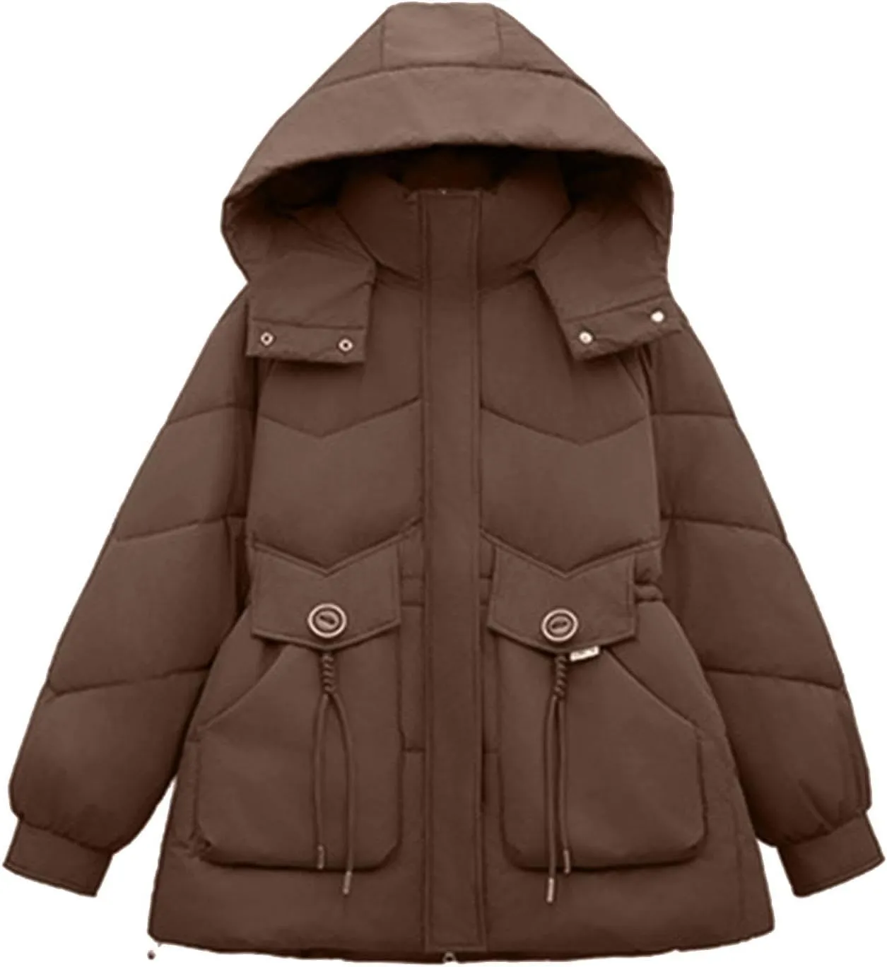 Puffer Jacket Women Hooded Winter Warm Down Coats Parka Quilted Puffy Jacket Waterproof Thick Outerwear with Pockets