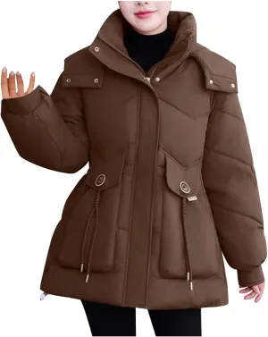 Puffer Jacket Women Hooded Winter Warm Down Coats Parka Quilted Puffy Jacket Waterproof Thick Outerwear with Pockets