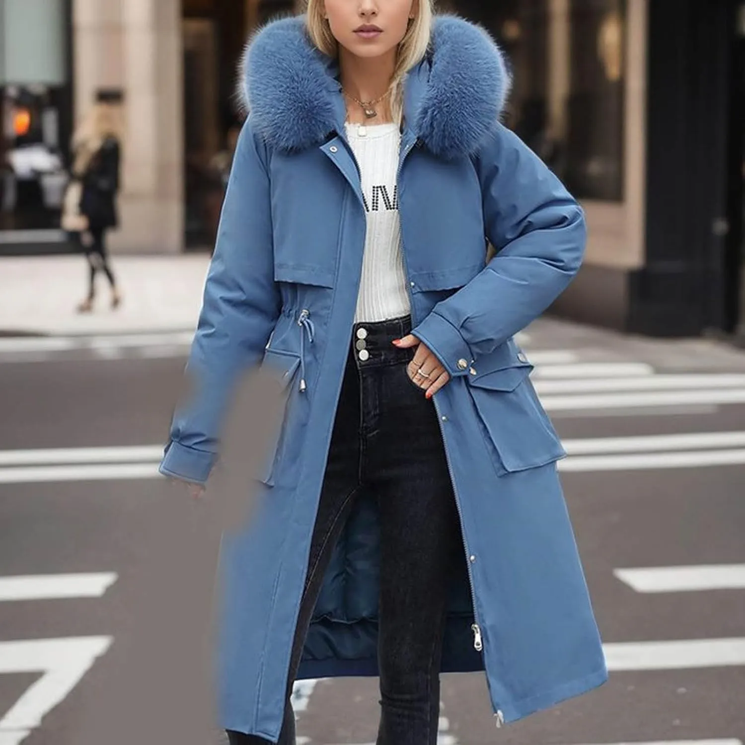 Puffer Jacket Womens Tops Plus Size Zip Up Down Jackets Sherpa Lined Parka Thermal Going Out Winter Hooded Coats