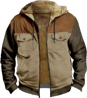 Puffer Jackets for Men Warm Fleece Hooded Sweater Thicken Cotton Coat Mens Puffer Jackets Warm Puffer Jacket