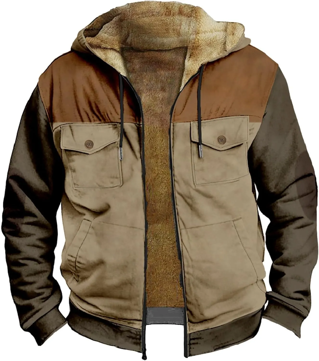 Puffer Jackets for Men Warm Fleece Hooded Sweater Thicken Cotton Coat Mens Puffer Jackets Warm Puffer Jacket