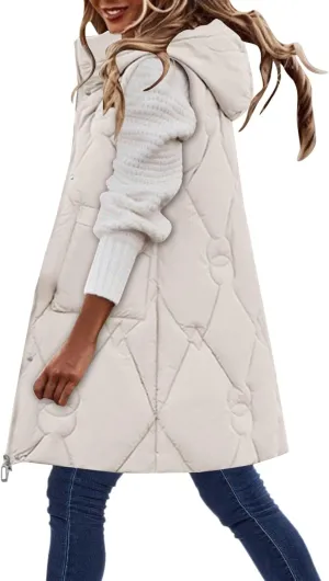 Puffer Vest Women Long Thermal Thicken Winter Coat Packable Sleeveless Down Coat Casual Trendy Outwear