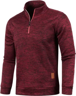 Quarter Zip Pullover Sweaters for Men Thermal Fleece Lined Sweatshirt Plus Size Fall Winter Lightweight Golf Work Top