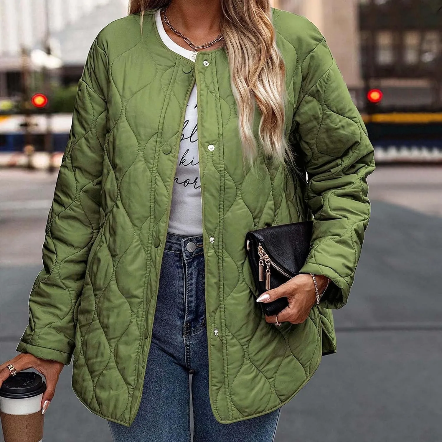 Quilted Jackets for Women Ultra Lightweight Down Jacket Prkas with Button Down Oversized Winter Warm Puffer Coat 2024