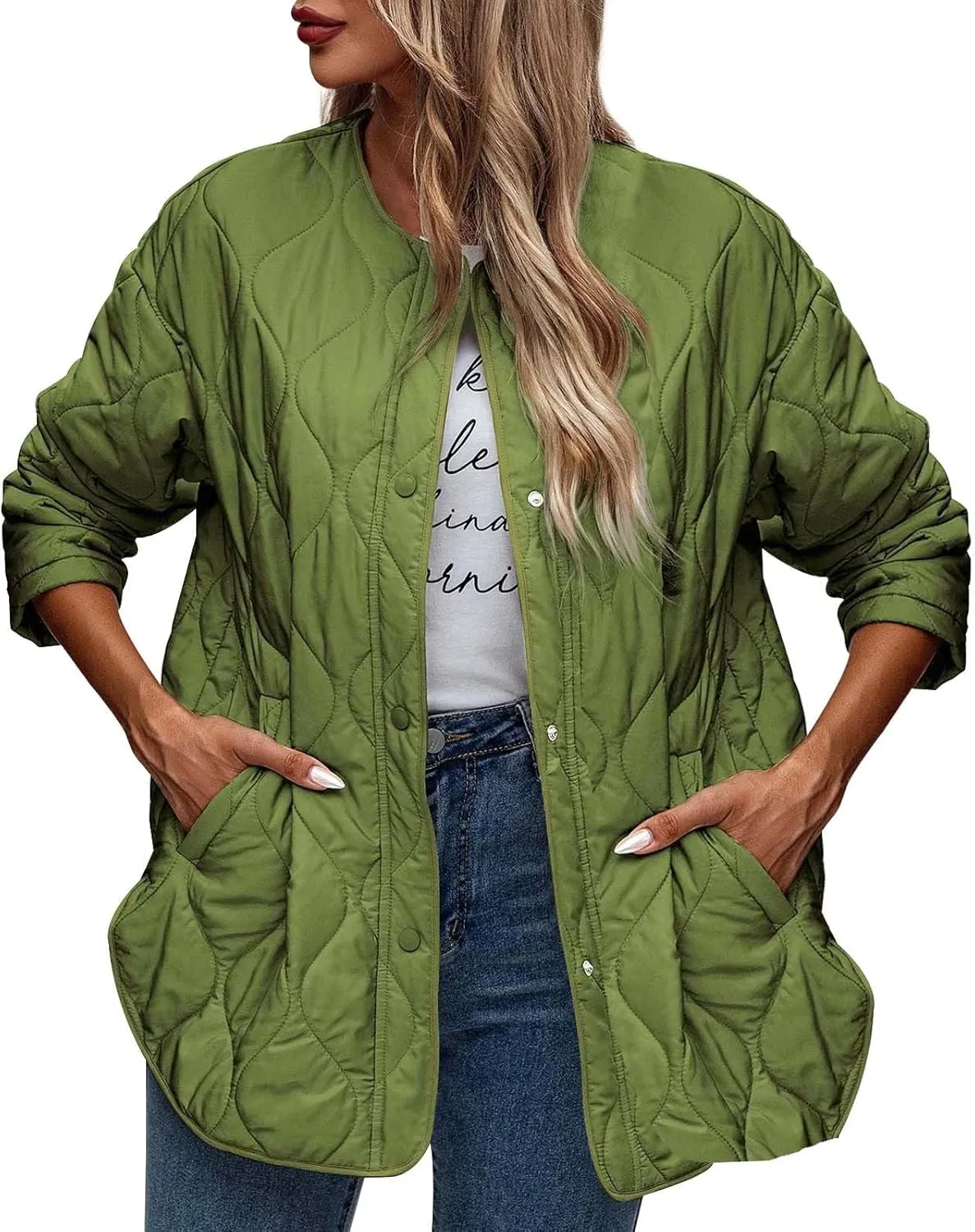 Quilted Jackets for Women Ultra Lightweight Down Jacket Prkas with Button Down Oversized Winter Warm Puffer Coat 2024