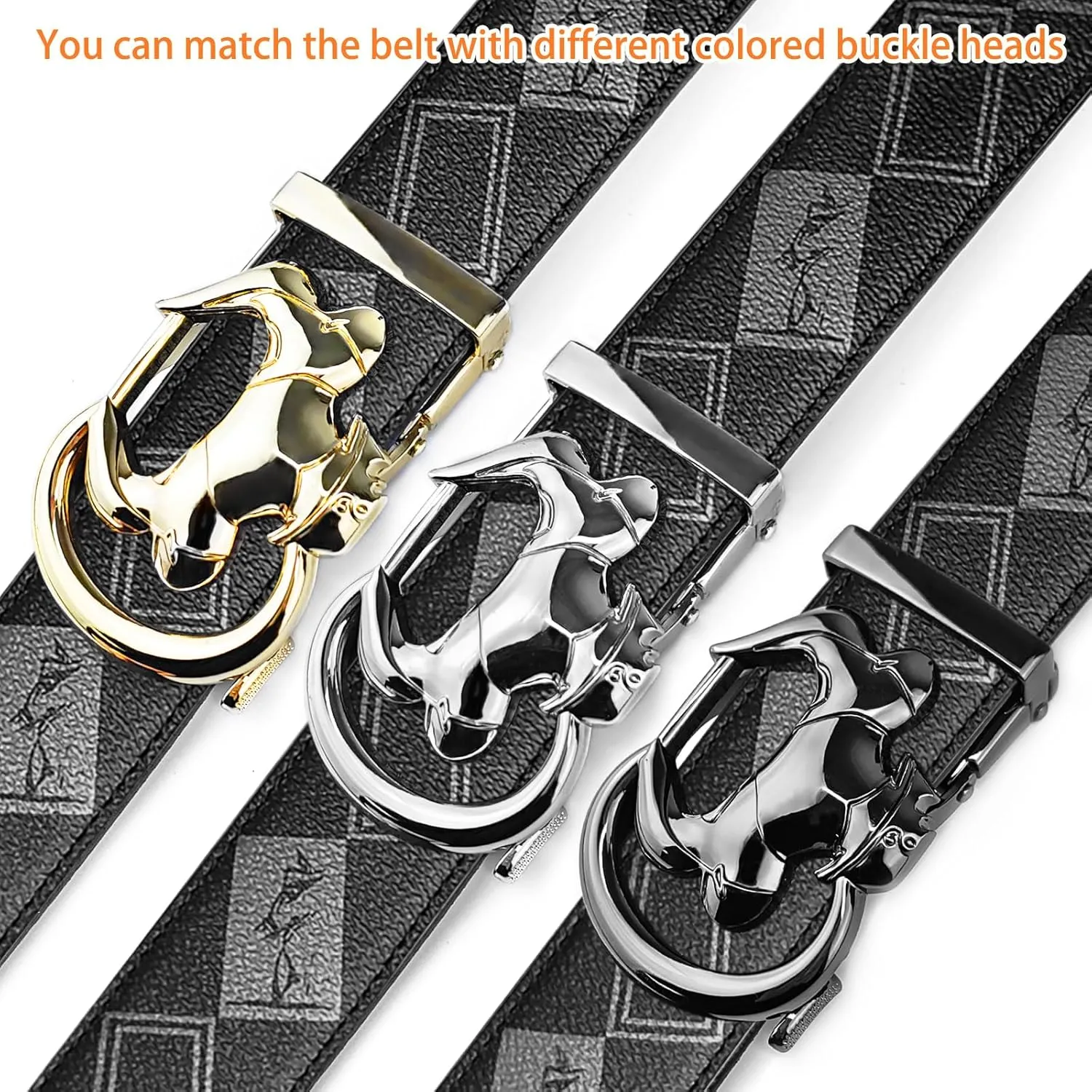 Ratchet Belts Set for Men 3 Buckles with 1 Genuine Leather Cowboy Belt for Men Dad Husband Gift