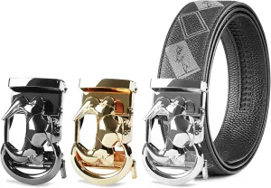 Ratchet Belts Set for Men 3 Buckles with 1 Genuine Leather Cowboy Belt for Men Dad Husband Gift