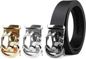 Ratchet Belts Set for Men 3 Buckles with 1 Genuine Leather Cowboy Belt for Men Dad Husband Gift