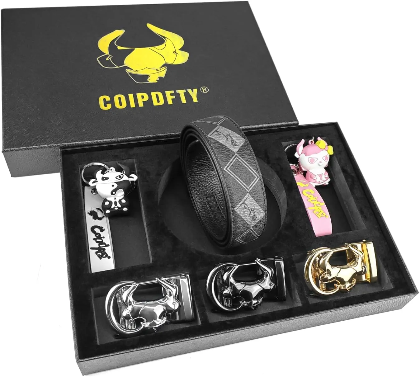 Ratchet Belts Set for Men 3 Buckles with 1 Genuine Leather Cowboy Belt for Men Dad Husband Gift