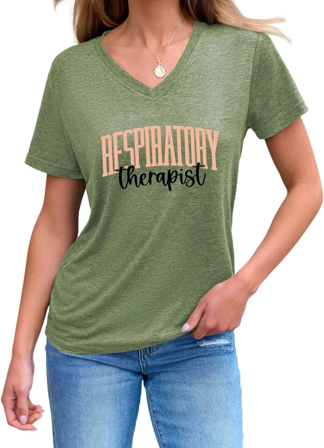 Respiratory Therapist V Neck T-Shirt Women RT Care Week Apparel Specialist Breathing RT Student Gift Idea Tee