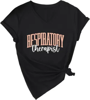 Respiratory Therapist V Neck T-Shirt Women RT Care Week Apparel Specialist Breathing RT Student Gift Idea Tee