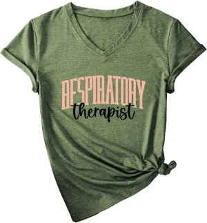 Respiratory Therapist V Neck T-Shirt Women RT Care Week Apparel Specialist Breathing RT Student Gift Idea Tee
