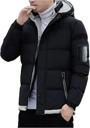 RTRDE Men's Puffer Jacket Warm Waterproof Down Jacket Hooded Windproof Winter Coat Packable Jacket Men, L-5XL