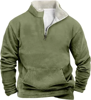 RTRDE Men's Winter Work Sweatshirts Pullover Long Sleeve Fleece Athletic Workout Warm Sweater with Pockets, M-5XL
