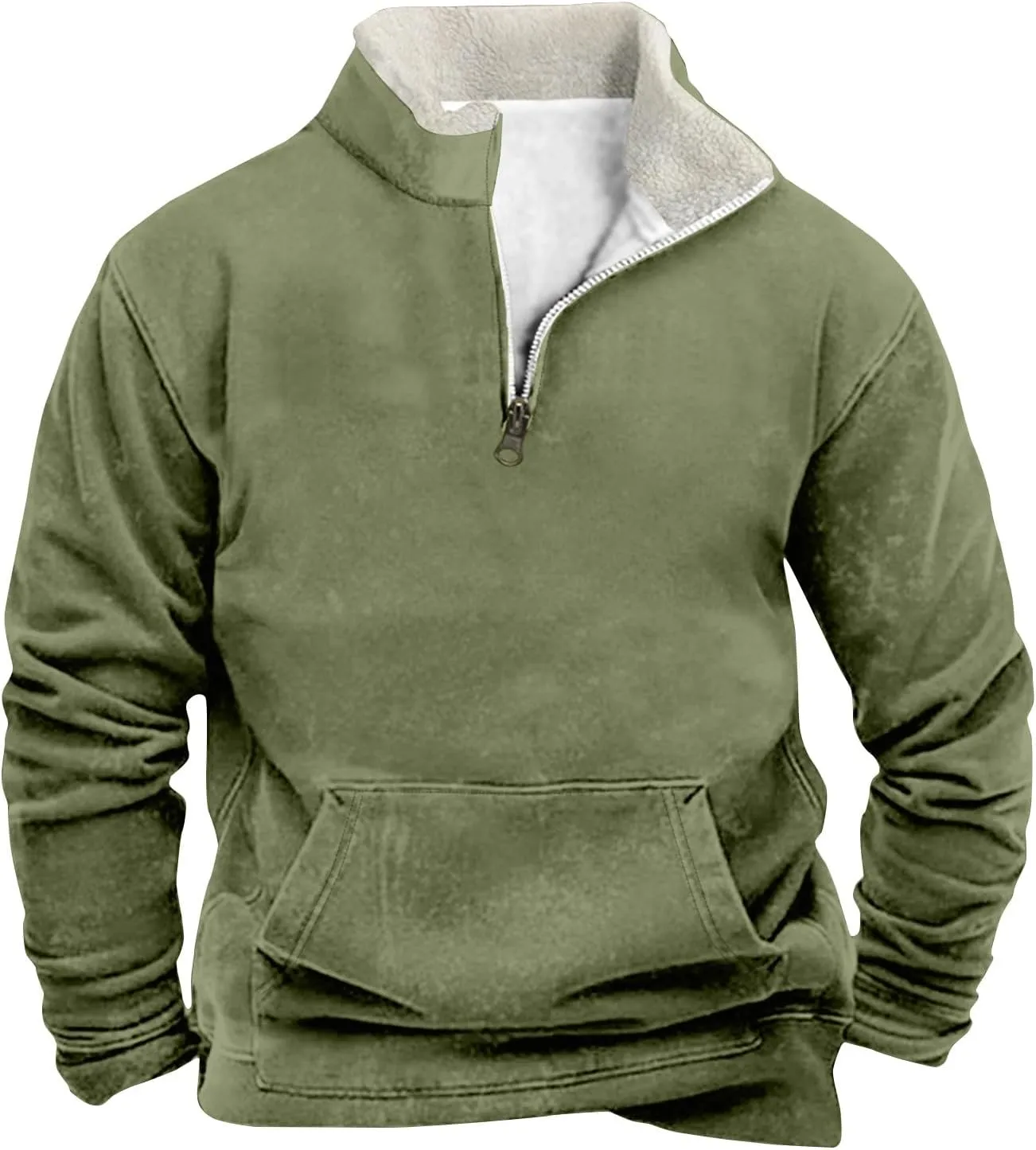 RTRDE Men's Winter Work Sweatshirts Pullover Long Sleeve Fleece Athletic Workout Warm Sweater with Pockets, M-5XL