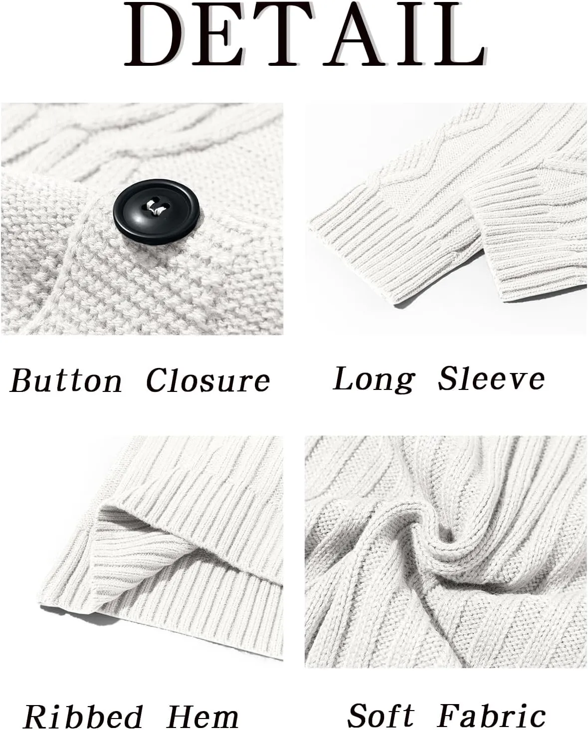 Runcati Mens Cardigan Sweater Cable Knit Button Down Long Sleeve Casual Winter Slim Fit Sweaters