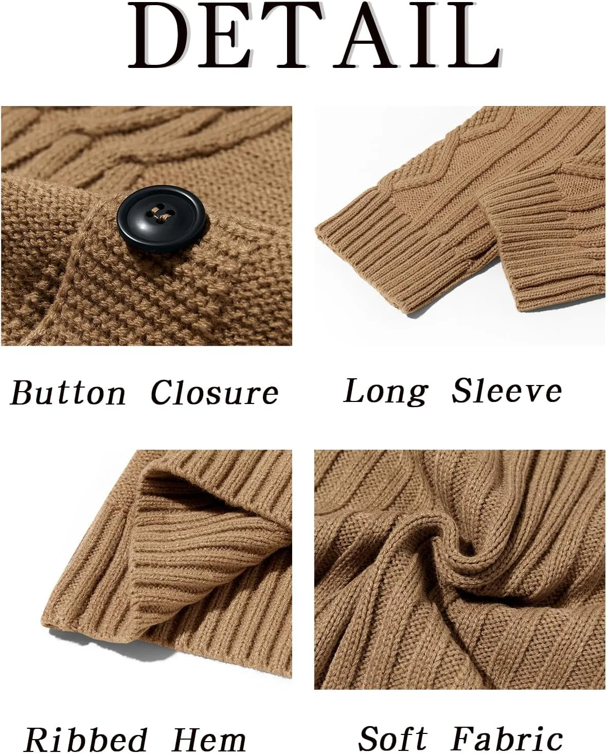 Runcati Mens Cardigan Sweater Cable Knit Button Down Long Sleeve Casual Winter Slim Fit Sweaters