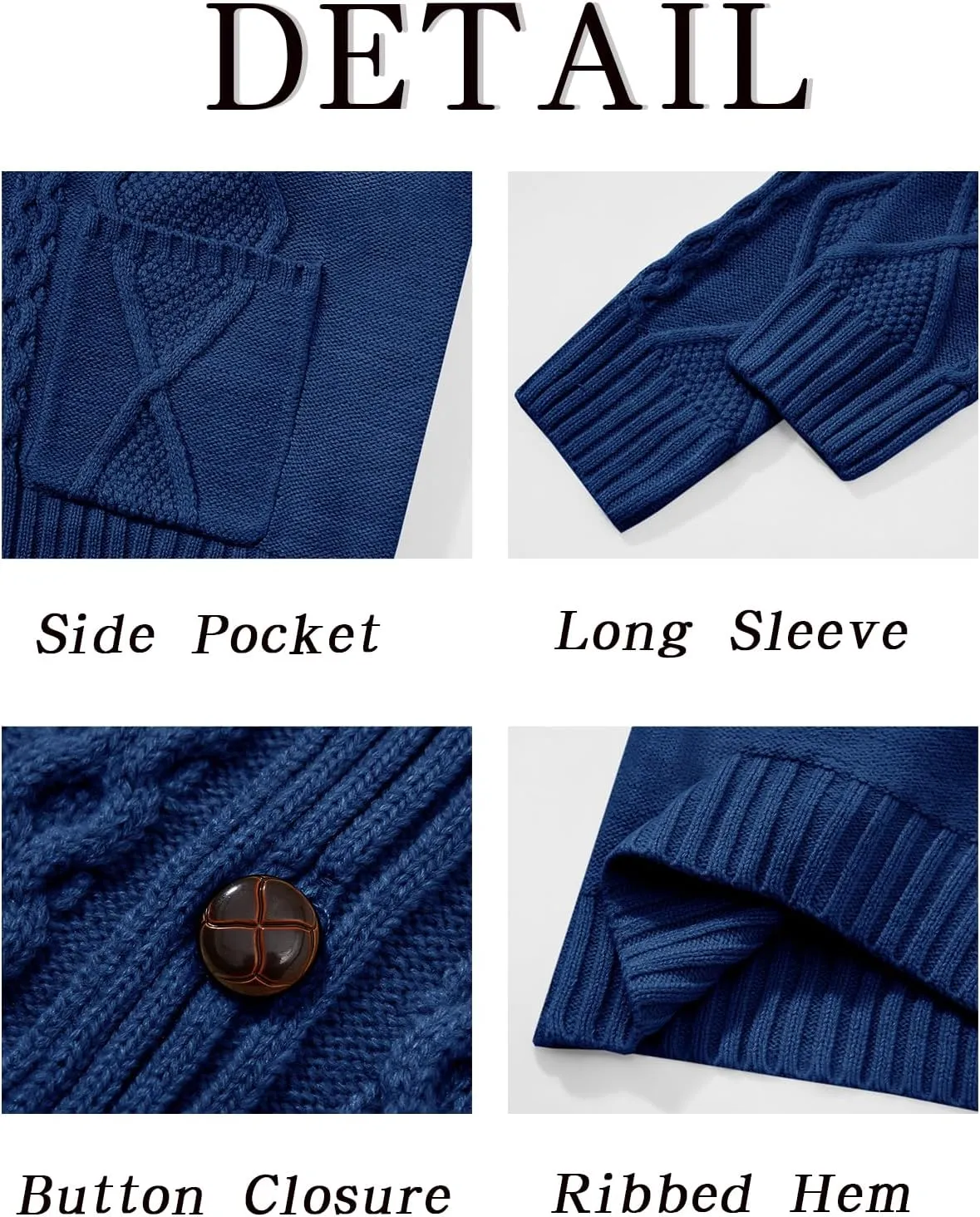 Runcati Mens Shawl Collar Cardigan Sweater Cable Knit Button Down Long Sleeve Casual Sweater with Pockets