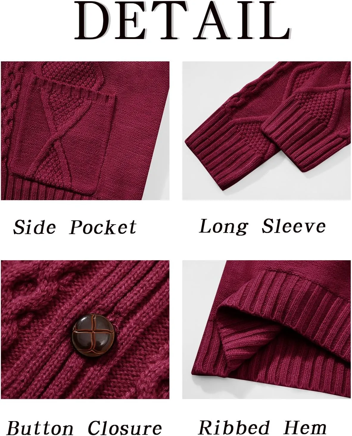 Runcati Mens Shawl Collar Cardigan Sweater Cable Knit Button Down Long Sleeve Casual Sweater with Pockets