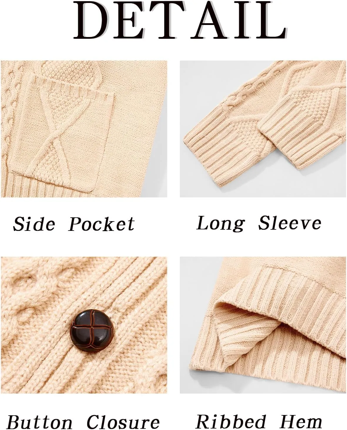 Runcati Mens Shawl Collar Cardigan Sweater Cable Knit Button Down Long Sleeve Casual Sweater with Pockets