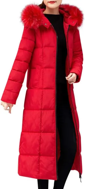 SHOPESSA Long Down Coats for Women Puffer Jackets with Faux Fur Hood Womens Coats and Jackets Winter Warm Windbreaker