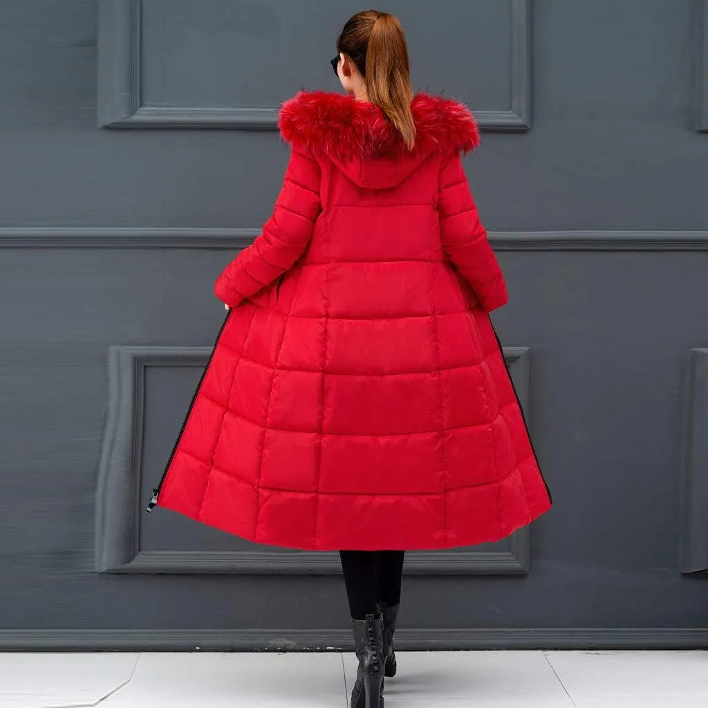 SHOPESSA Long Down Coats for Women Puffer Jackets with Faux Fur Hood Womens Coats and Jackets Winter Warm Windbreaker