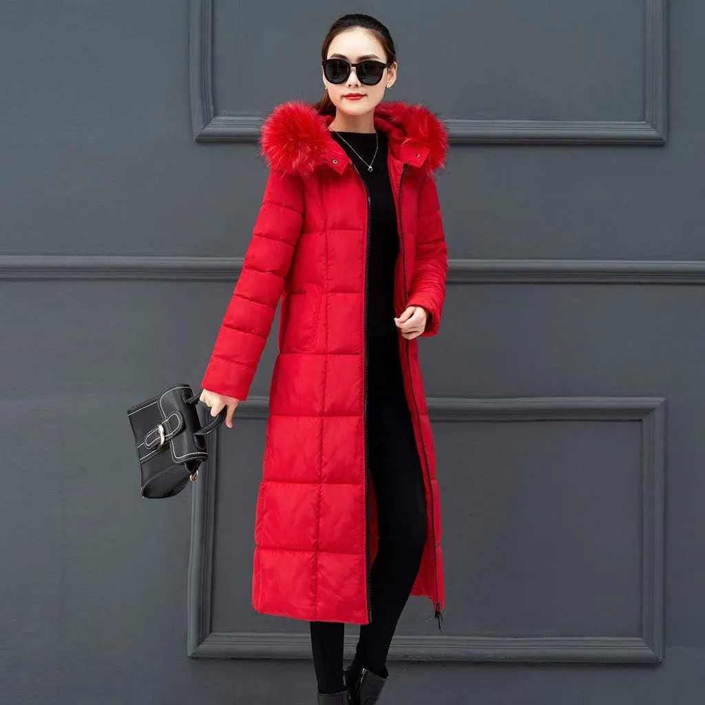SHOPESSA Long Down Coats for Women Puffer Jackets with Faux Fur Hood Womens Coats and Jackets Winter Warm Windbreaker