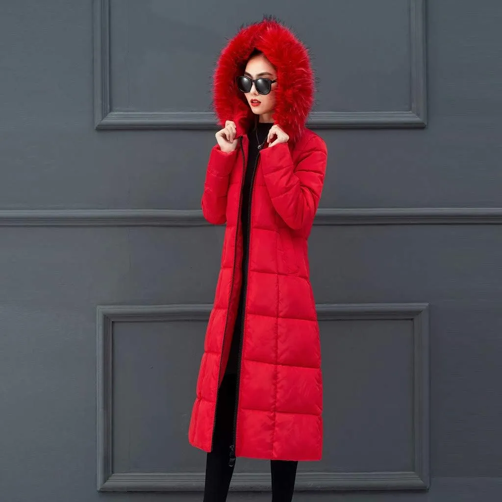 SHOPESSA Long Down Coats for Women Puffer Jackets with Faux Fur Hood Womens Coats and Jackets Winter Warm Windbreaker