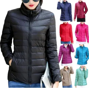 SHOPESSA Women's Quilted Puffer Jacket Long Sleeve Full Zipper Coat Lightweight Packable Down Jacket Winter Outerwear