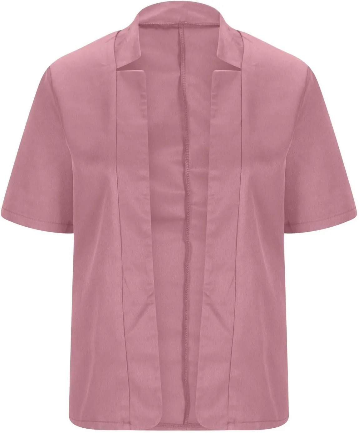 Short Sleeve Lightweight Open Front Cardigan for Women Notched Collar Work Office Blazer Slim Fitted Suit Jackets