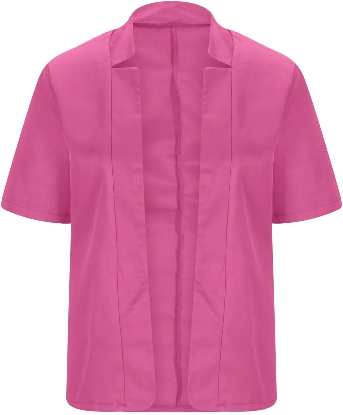 Short Sleeve Lightweight Open Front Cardigan for Women Notched Collar Work Office Blazer Slim Fitted Suit Jackets