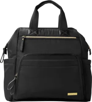 Skip Hop Diaper Bag Backpack: Mainframe Large Capacity Wide Open Structure with Changing Pad & Stroller Attachement, Black with Gold Trim