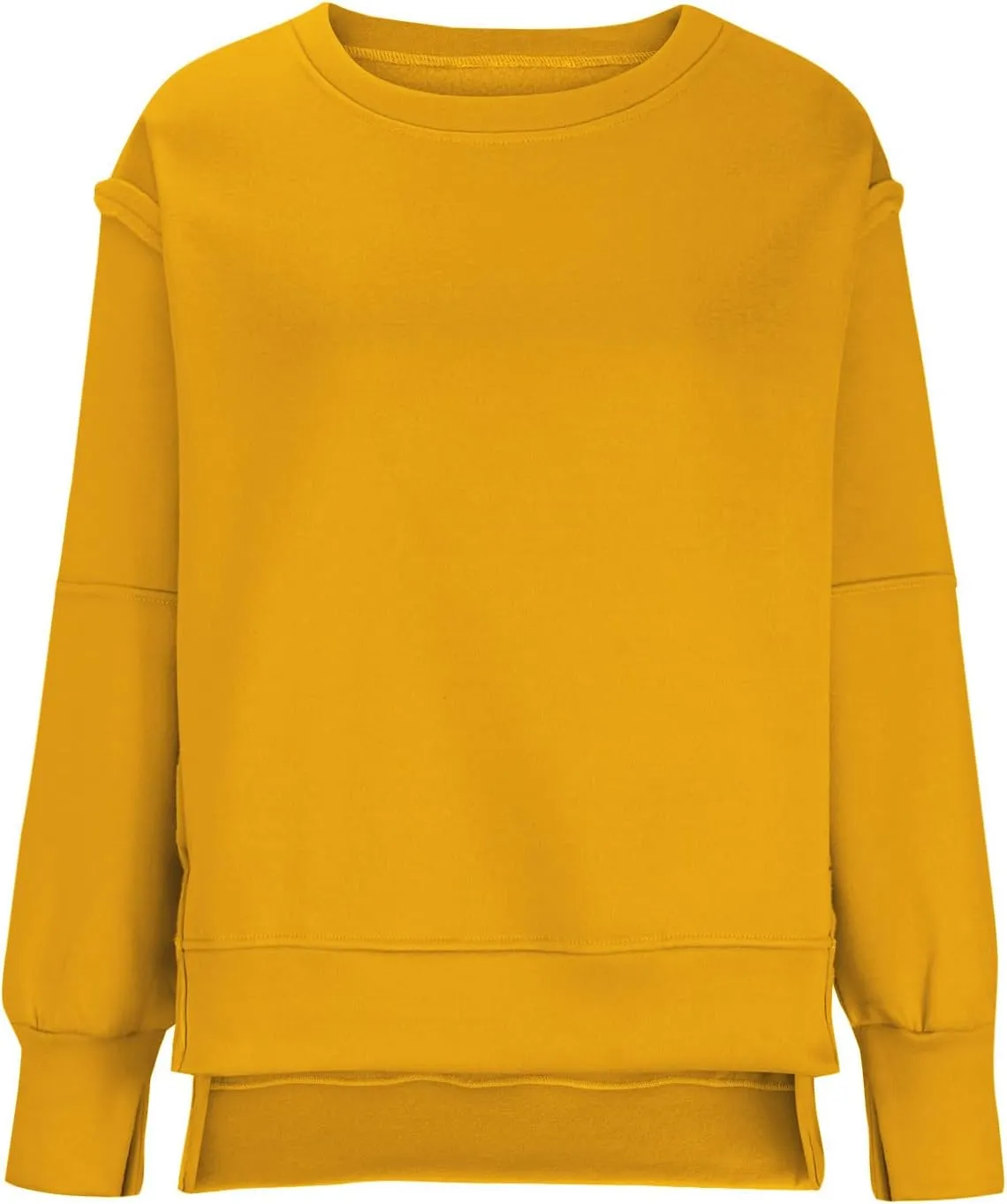 SMIDOW Womens Oversized Crewneck Sweatshirts Hoodies Fall 2023 Fashion Warm Y2k Clothes Casual Slit Sloucthy Pullover Tops