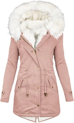 SMIDOW Womens Warm Winter Coats Trendy 2023 Fuzzy Fleece Lined Long Parka Thicken Jackets Outwear With Faux-Fur Hood
