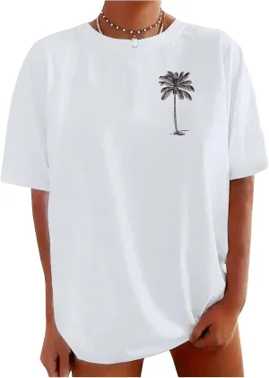 SOLY HUX Women's Letter Graphic Oversized Tees Half Sleeve T Shirt Summer Casual Tops