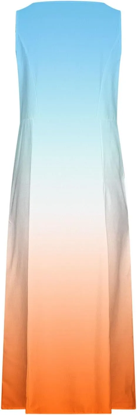 Spring Dresses for Women 2025 Casual Sleeveless Linen Maxi Derss Summer Plus Size Cotton Beach Dresses with Pockets