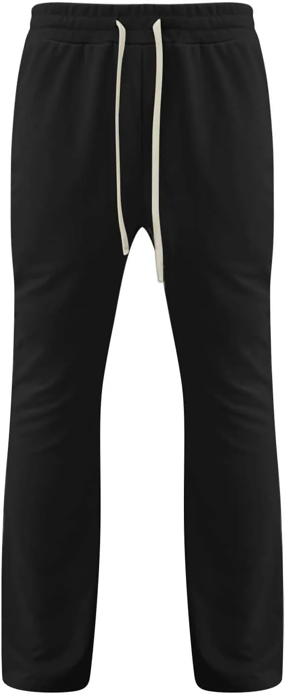 Stacked Sweatpants for Men Workout Joggers Gym Tapered Trousers Athletic Pants Casual Splicing Drawstring Sweat Pants