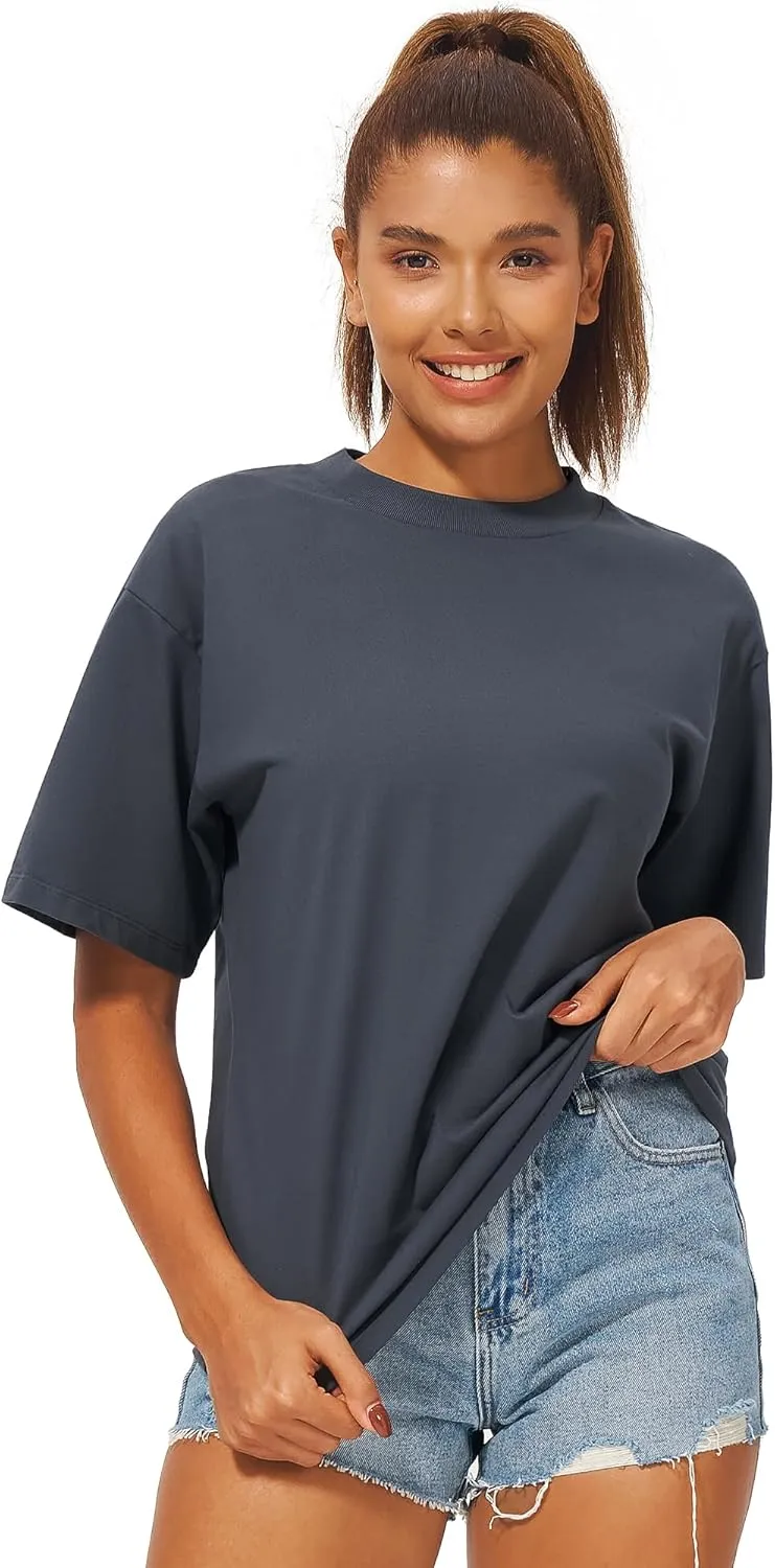 Stelle Women Cotton T-Shirts Oversized Crewneck Short Sleeve Summer Casual Tops Unisex Adult