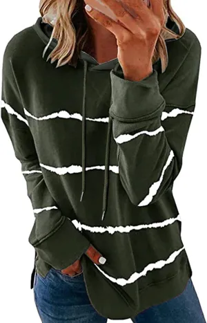 Striped Sweatshirt Women 2024 Long Sleeve Crewneck Pullover Shirts Loose Fit Tunic Tops Comfy Casual Fall Clothes