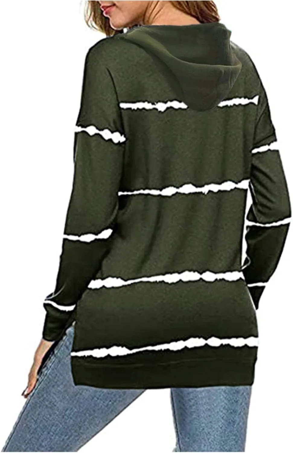 Striped Sweatshirt Women 2024 Long Sleeve Crewneck Pullover Shirts Loose Fit Tunic Tops Comfy Casual Fall Clothes
