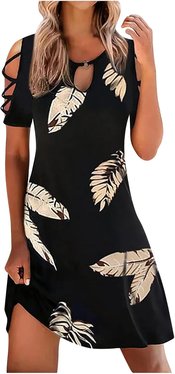 Summer Dresses for Women 2025 Beach Loose Casual A Line Midi Dress Vacation Wear Sleeveless Sundress with Pockets