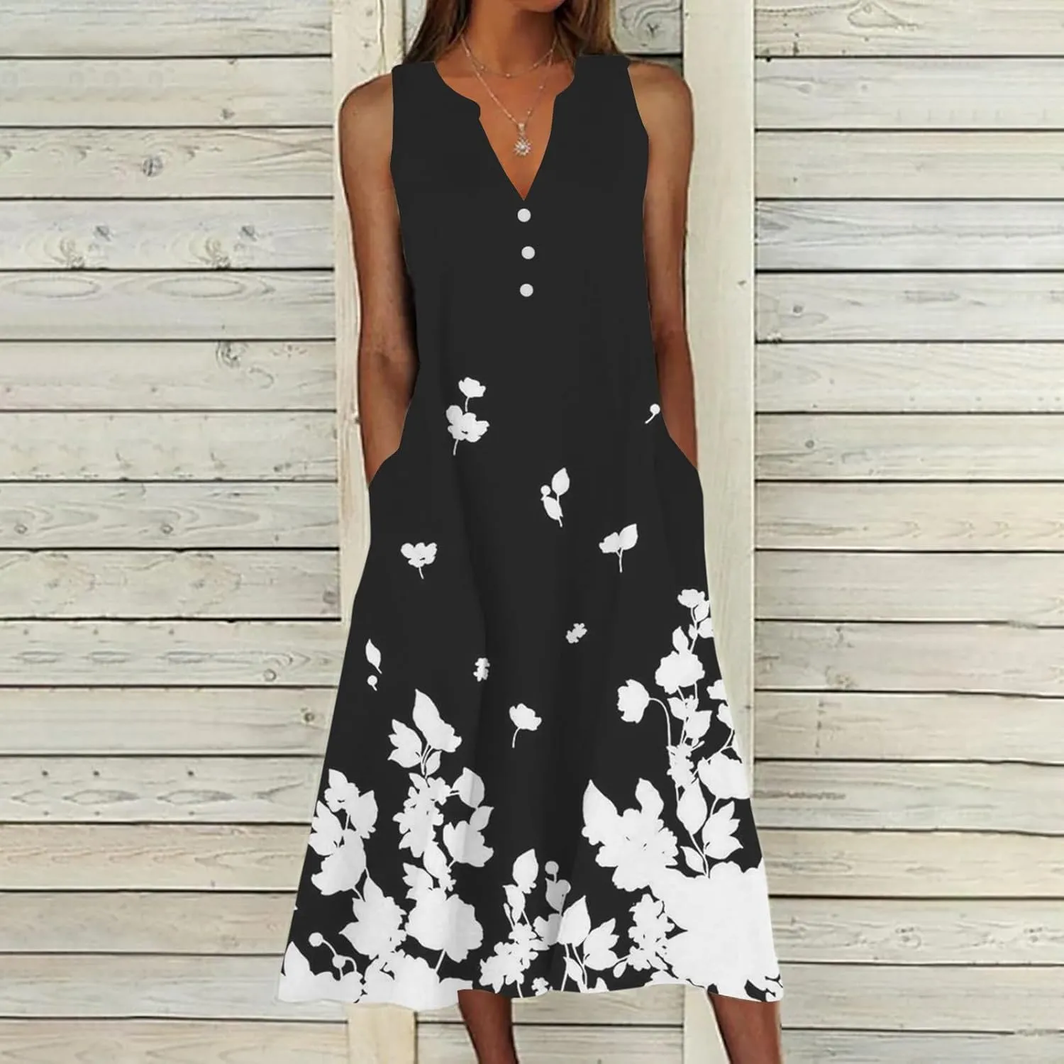Summer Dresses for Women 2025 Casual Boho Beach Vacation Dress Floral V Neck Sundress Trendy Sleeveless Long Dresses
