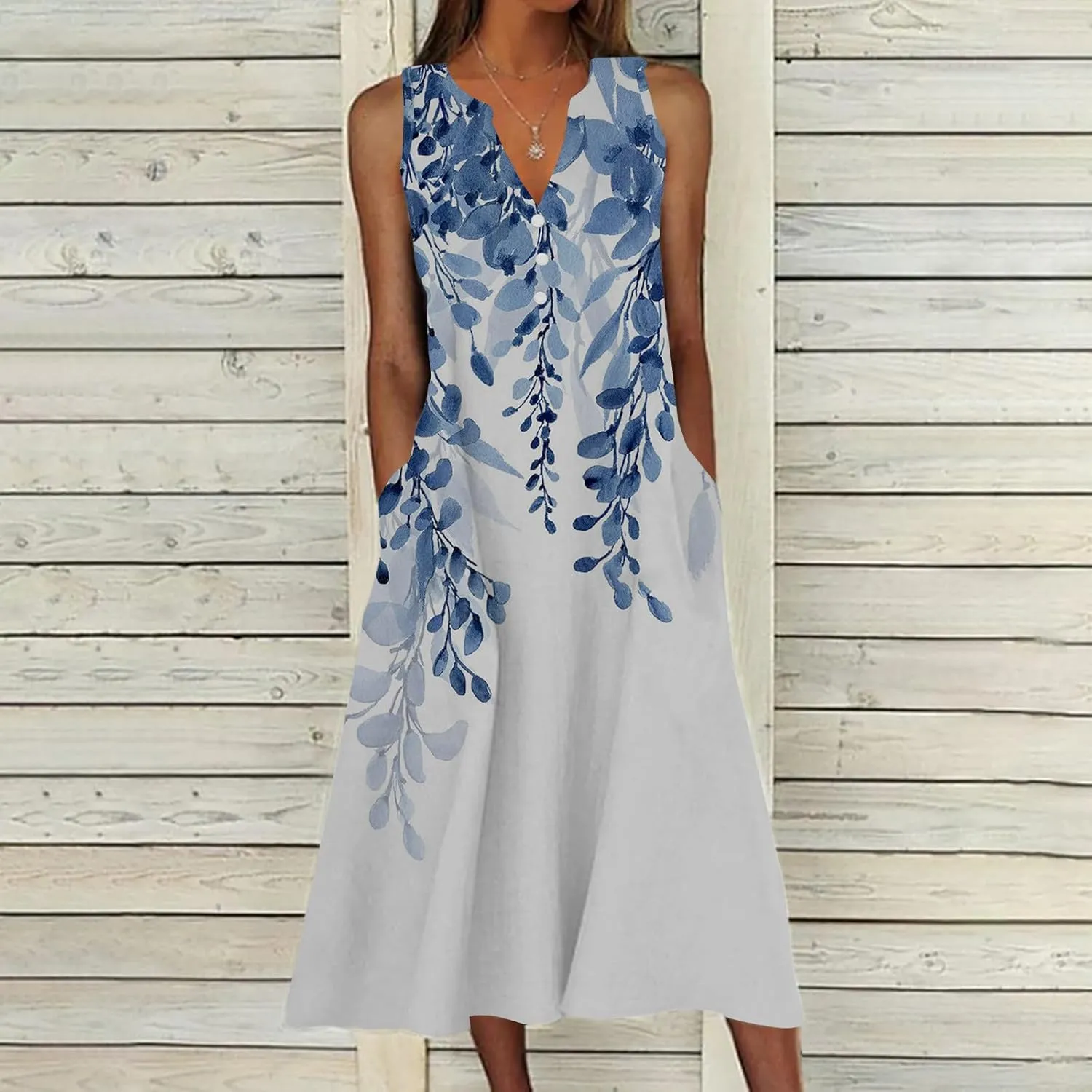 Summer Dresses for Women 2025 Casual Boho Beach Vacation Dress Floral V Neck Sundress Trendy Sleeveless Long Dresses