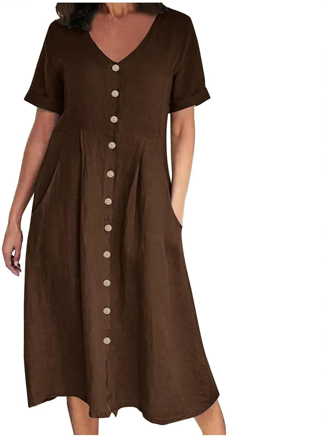 Summer Dresses for Women 2025 Casual Plus Size Short Sleeve V Neck Midi Dresses Spring Beach Vacation Outfits