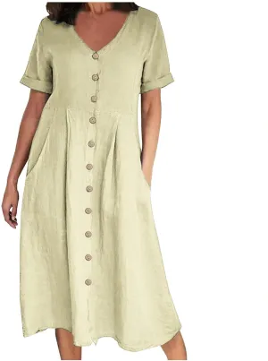 Summer Dresses for Women 2025 Casual Plus Size Short Sleeve V Neck Midi Dresses Spring Beach Vacation Outfits