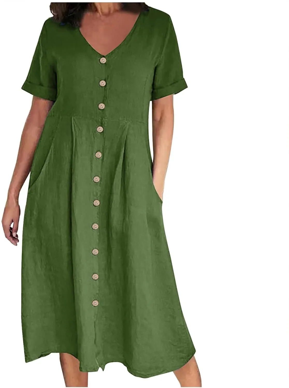 Summer Dresses for Women 2025 Casual Plus Size Short Sleeve V Neck Midi Dresses Spring Beach Vacation Outfits
