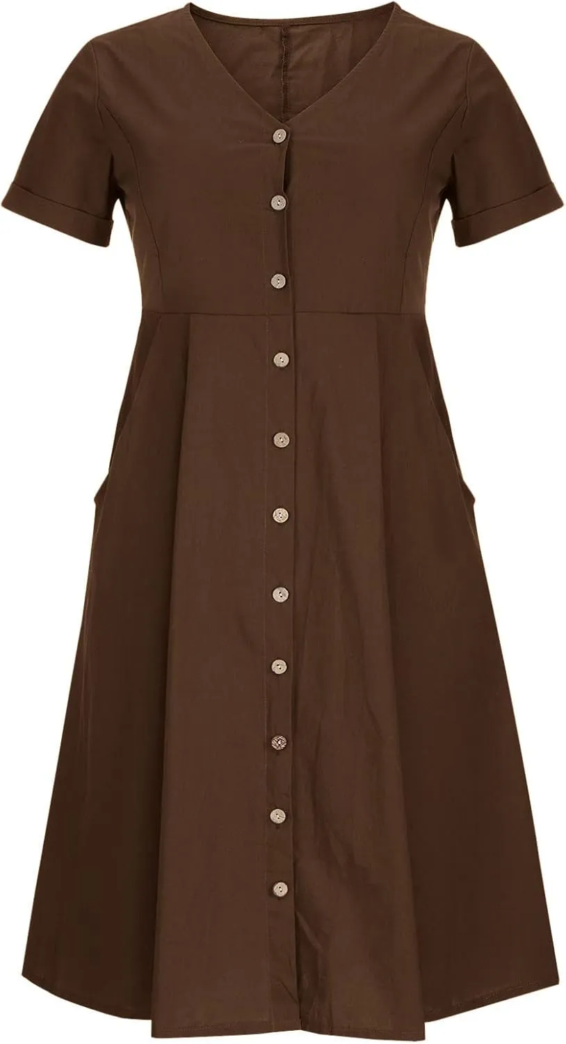 Summer Dresses for Women 2025 Casual Plus Size Short Sleeve V Neck Midi Dresses Spring Beach Vacation Outfits