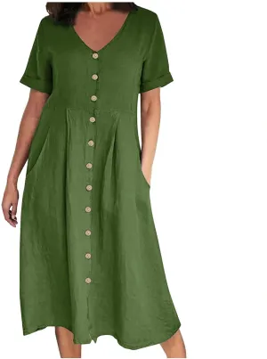 Summer Dresses for Women 2025 Casual Plus Size Short Sleeve V Neck Midi Dresses Spring Beach Vacation Outfits