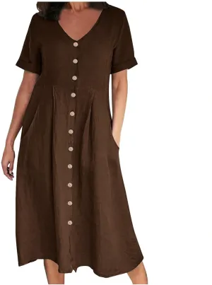 Summer Dresses for Women 2025 Casual Plus Size Short Sleeve V Neck Midi Dresses Spring Beach Vacation Outfits
