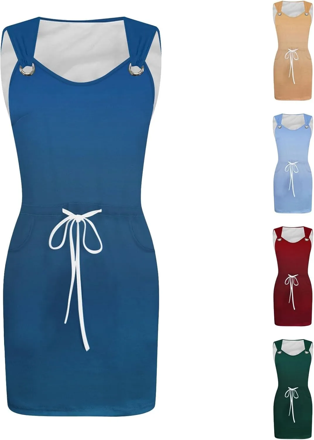 Summer Dresses for Women 2025 Vacation Dress Casual Stripe Printed Beach Sundress Tie Front A-Line Mini Dresses